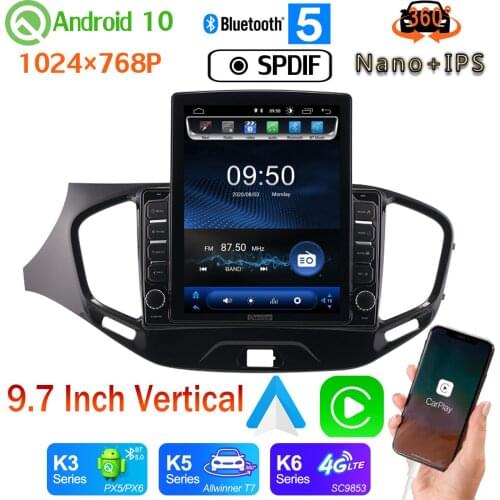 Nano+IPS 9.7" Vertical Style Car Media GPS CarPlay Android 10.0 360 Camera Radio For LADA Vesta Cross Sport 2015-2020 PX6 4+64G