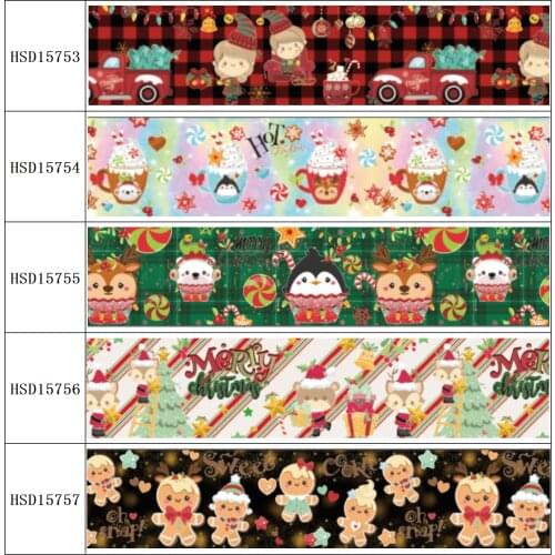 22MM 25MM 38MM 50MM 75mm Printed Pattern Christmas on Grosgrain Ribbon for diy ribbon