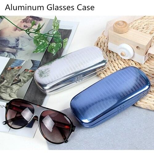 New Fashion Aluminum Glasses Case Unisex Blue/Silver Color Sunglasses Cases Women Nearsighted Glasses Gift Box Case