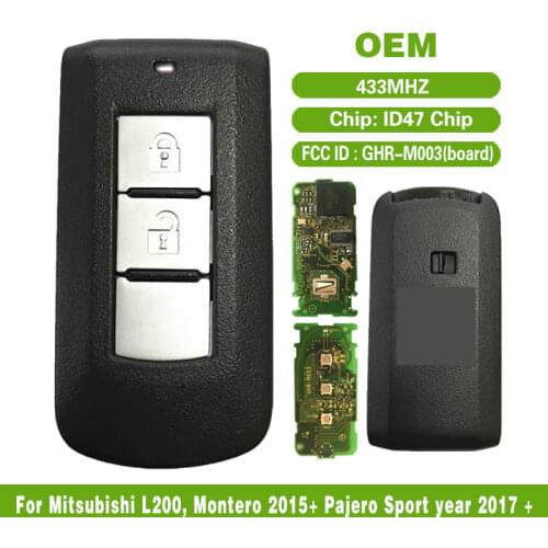 CN011011 Aftermarket For Mitsubishi L200, Montero 2015+ Pajero Remote Smart Key 2Buttons 433Mhz FCC GHR-M003 HITAG3