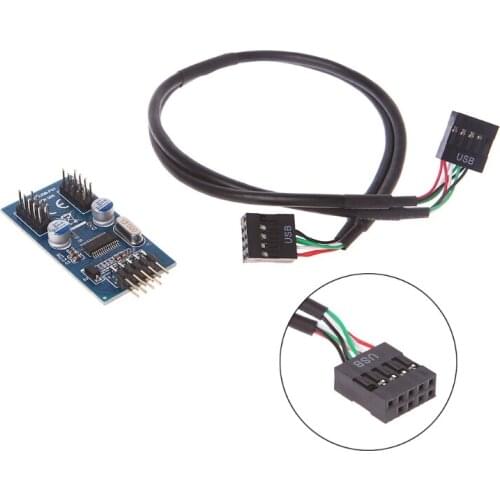PC Case Internal 9 Pin USB 2.0 To Dual 9 Pin PCB Double Chipset Enhanced Cable