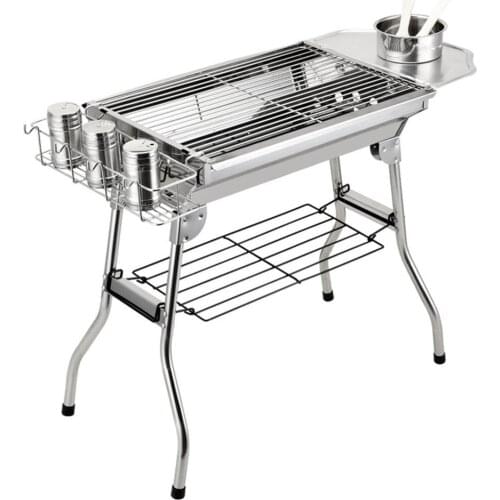 New Outdoor Stainless Steel Charcoal Grill Barbecue Tool Portable Free Installation Handle Folding BBQ Cooking Grid For Park