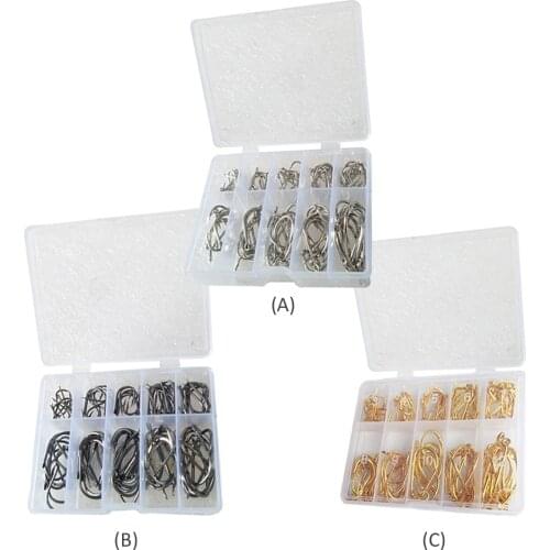 100x Carbon Steel Fishhook Fishing Lure with Hole Sharp Rig Barbed Hooks Freshwater Fishhook Outdoor Fishing Tackle