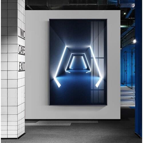 Modern Lights on Canvas Painting posters and print Unique Abstract Magical Space Art Wall Black Pictures for Living Room Bedroom