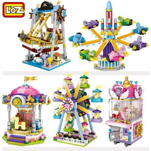 LOZ Mini Blocks ferris wheel Toys A carousel Plastic Assembly Blocks Children Toy Educational DIY Architecture Model 1718