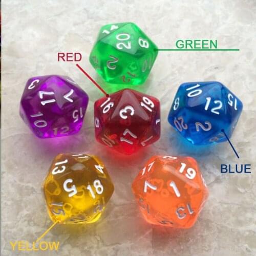 1PCS Polyhedral Dice Portable 20mm Transparent D20 Dice DND RPG Game Dice for Board Games Accessories