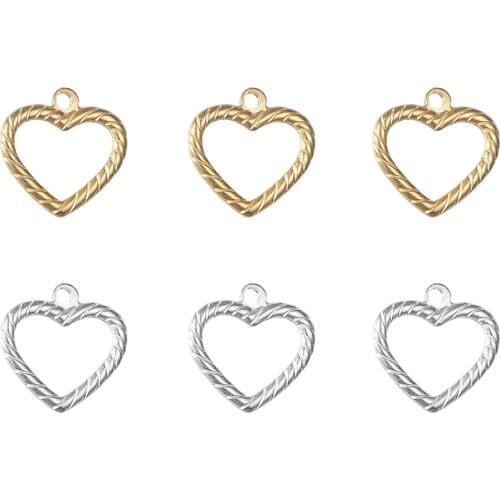 10pcs/Lot Real Stainless Steel Gold Color Heart Charms Pendants for DIY Making Necklace Bracelet Fashion Jewelry 21*25mm
