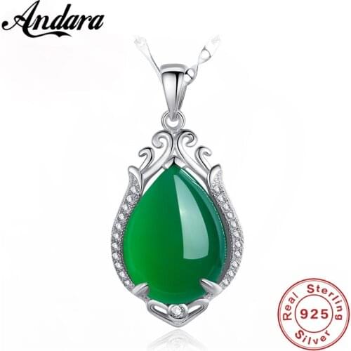 100%925 Silver Necklace Crystal Green Zircon Pendant Silver Necklace 925 Silver Jewelry Necklace Drop Women Pendant Necklace