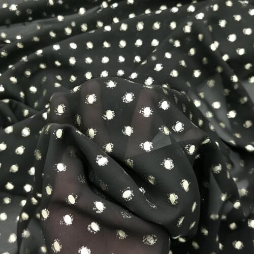 100cm*148cm Black Gold Dress Material Bronzing Chiffon Fabric Artificial Silk Scarf Clothing Material
