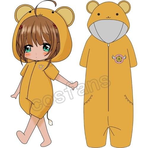 2021 Anime Card Captor KINOMOTO SAKURA CERBERUS Cosplay Costumes Child Adult Summer Jumpsuits Bathrobe Hooded Pajamas Sleepwear