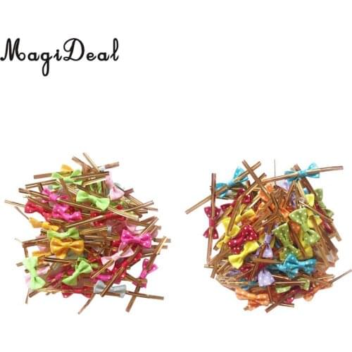 50pcs Cute Bowknot Metallic Twist Ties Wire for Candy Lollipop Cake Pop Cello Paper Bag Sealing Gift Party Decor Supplies 8cm