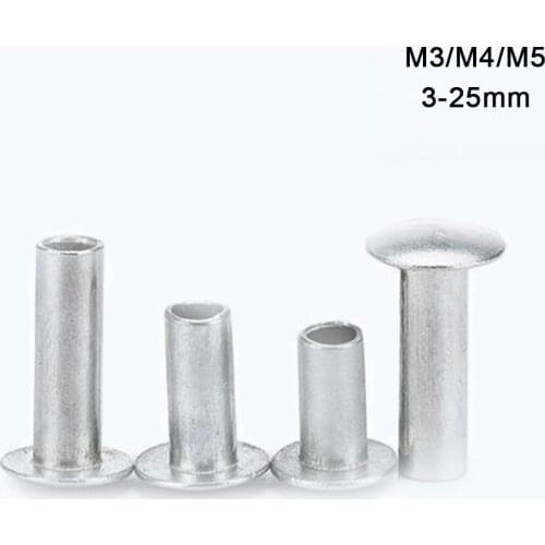 50Pieces 20Pieces m3 m4 m5 Aluminum Flat Round Head Round Nut Half Hollow Rivets Shank Rivet Aluminum Rivet Nut