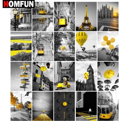 HOMFUN 5D Diamond Embroidery Needlework Kit "Beautiful scenery yellow" Diy Diamond Painting Cross Stitch Home Decoration Gift