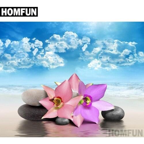 HOMFUN Full Square/Round Drill 5D DIY Diamond Painting "Flower stone" Embroidery Cross Stitch 5D Home Decor Gift A06649