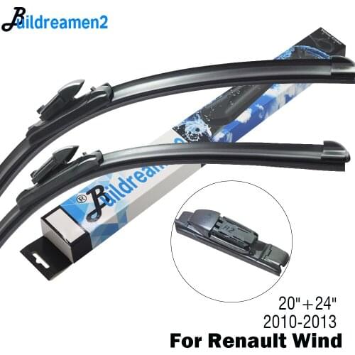 Buildreamen2 Car Wiper Blade Rubber Windscreen Wiper Accessories For Renault Wind Fit Push Button Arms 2010 2011 2012 2013