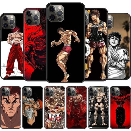 BE0375_Baki the Grappler Original anime Phone Case For iPhone 12 11 Pro XR Max XR X 8 7 6s 6 Plus SE2020 Cover Black Shell TPU