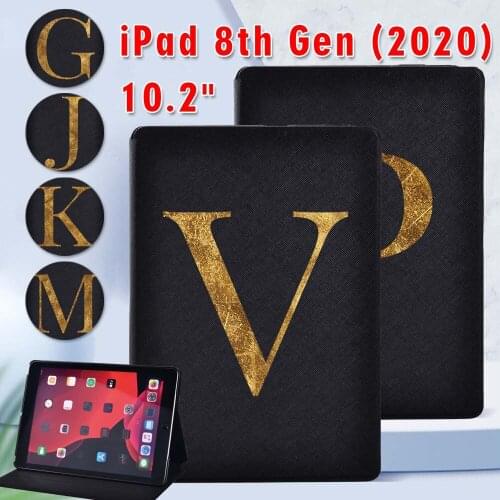 Tablet Case for Apple Ipad 8 2020 8th Generation 10.2 Inch Letter Pattern Cover Case + Free Stylus