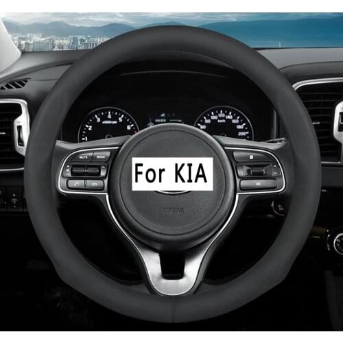 Car Suede leather Steering-wheels Cover 38cm for Kia Soul Forte Cerato Cadenza K7 cee'd Optima Magentis K5 Picanto Morning Ray