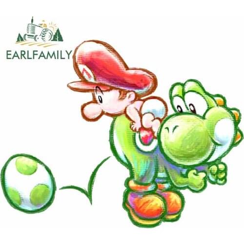 EARLFAMILY 13cm x 10.1cm for Yoshi Island Baby Mario Personality Creative Car Stickers Fashion Occlusion Scratch Graffiti Decal