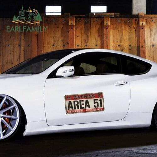 EARLFAMILY 43cm x 21.5cm for Area 51 Sign Vinyl Car Stickers Anime Decals Personality Waterproof Sunscreen Car Door Protector