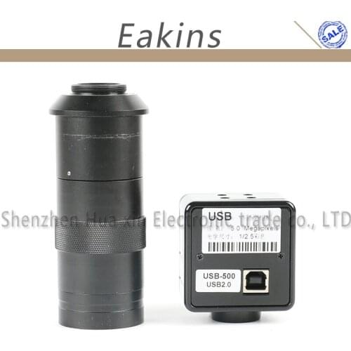 5.0MP USB Video Camera Electronic Digital Eyepiece Microscope Free Driver Measurement Software + 100X C-mount Lens For Win10 7 8