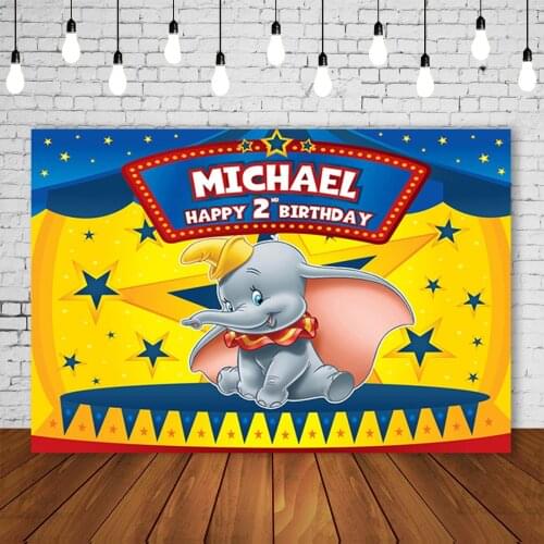 Personalized Blue Circus Birthday Party Background Dumbo Baby Backdrop Fun Fair Boy Carnival Poster Photography Portrait Banner