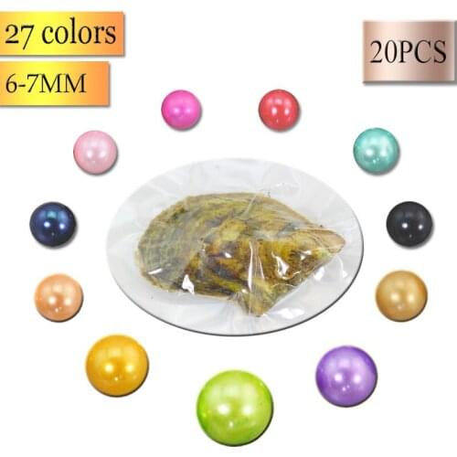 HOT Akoya Pearl in Saltwater Oyster Wholesale 20pcs Love Wish Pearl Party Gift Vacuum-packed 6-7mm Loose Round Cultured ABH755