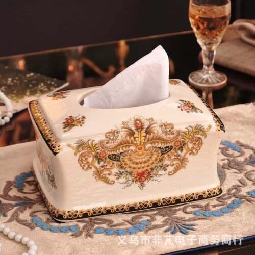 Creative fashion American modern ceramic tissue box Home Hotel Western restaurant decoration paper box decoration
