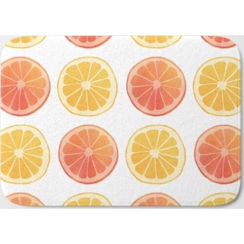 HOT Bathroom Rugs Orange Pattern Bath Mat Flannel Absorbent Non Slip Doormat for Entrance Door Bathroom Carpet