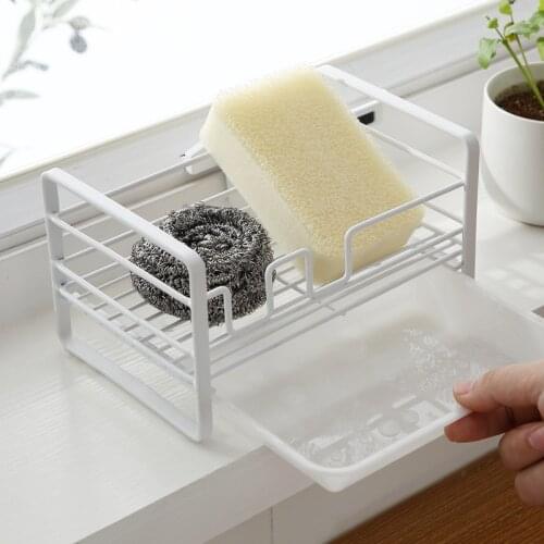 Metal Suction Cup Sink Drain Rack Wall Sucker Sponge Storage Drying Holder Kitchen Sink Soap Stand Dish Cloth Shelf Organizer