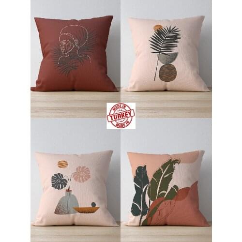 4 PIECES CUSHION COVER SET PILLOVELAND 43X43 CM AFRICAN WOMAN FLORAL