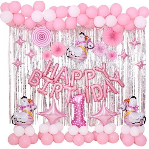 Birthday Letter Balloon Set Boy Girl Birthday Party Decoration Wedding Decor Supplies Pink Chicken Ballet Girl Foil Balloon