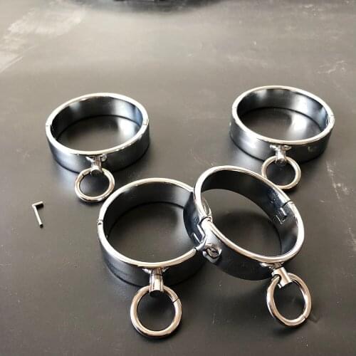 2021 2 Pcs/Set Handcuffs And Ankle Cuffs Sex Slave Bdsm Bondage Adults Games Gold Plated Magnet Bangle Anklet Sex Tools Metal
