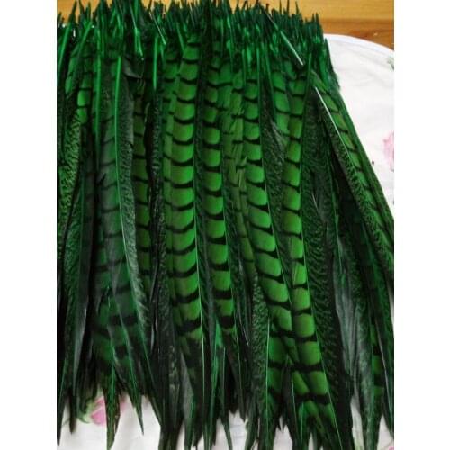 Wholesale perfect 10pcs high quality natural green Lady Amherst Pheasant Feathers 12-14inch/30-35cm Decorative diy