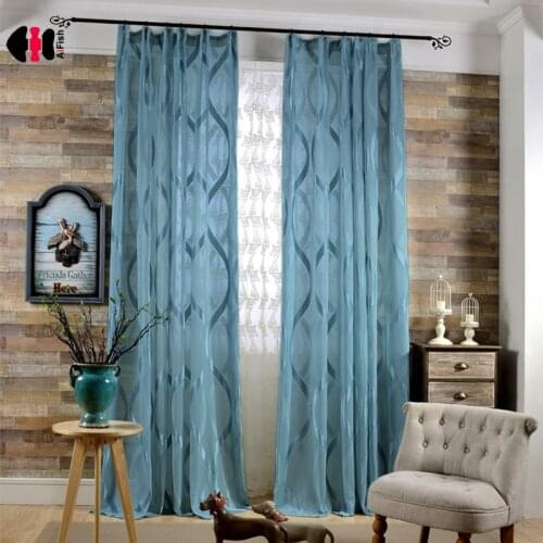 Moroccan Tile Pattern Voile Curtains for Living Room Sheer Flocked Shiny Wedding Sliding Glass Panel Gauze WP150C