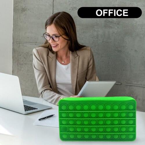 Portable Pencil Bag Sensory Silicone Children Anti Stress Bubble Stationery Bag Decompression Simple Dimmer Toy