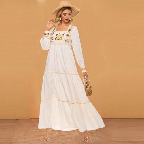 Ramadan Muslim Dress Embroidery Abayas For Women Dubai Turkey Kaftan