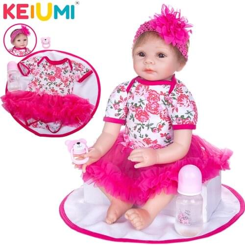 Cute and Lovely Reborn Baby Doll Handmade Lifelike Newborn Silicone Babies Girl Play Toy For Kids Birthday Xmas Gift
