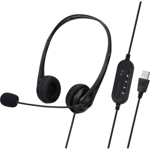 USB Headset With Microphone noise Reduction Computer PC Headphone Lightweight Customer Service Wired Headphones For PS4 Laptop