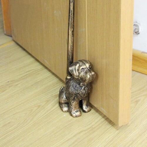 Vintage Rustic Retro Shabby Chic Antique Dog Figurines Handmade Cast Iron Door Stopper with Long Handle Rough Animal Statues