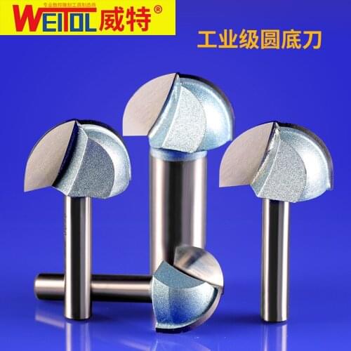 WeiTol free shipping 1 pcs 12.7 mm shank CNC woodworking machine Solid Carbide Milling Cutter round bottom bit for MDF PVC