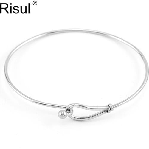 Stainless steel women Simple Bangle silver color single wire hook bangles DIY jewelry for female wholesale bangle
