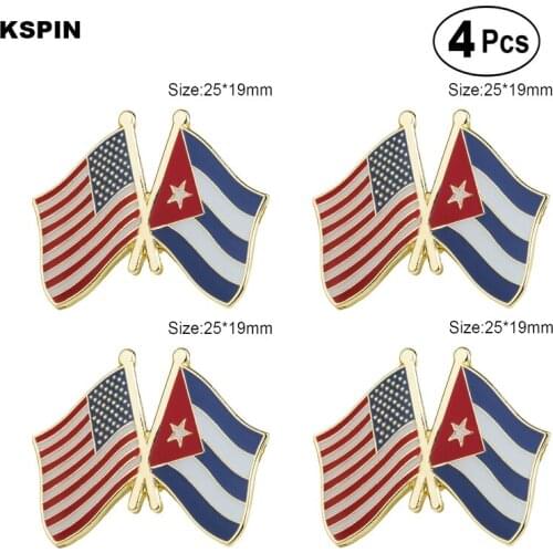 U.S.A.& Cuba Friendship Flag Pin Lapel Pin Badge Brooch Icons 4pcs