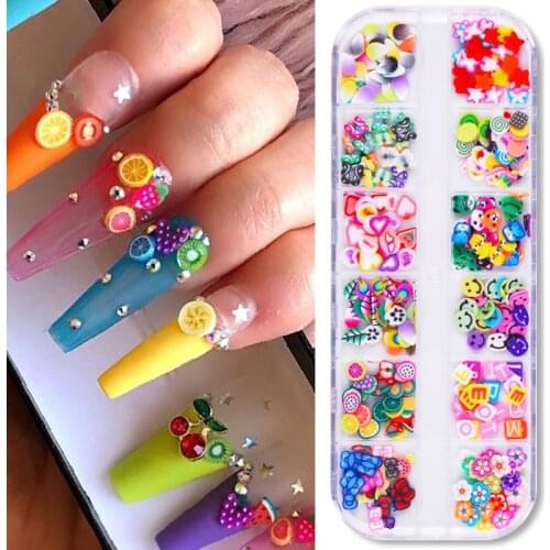 1 Box Mixed Styles 3D Fruit Summer Fruit Nail Decorations Colorful Nail Sparkl Lovely Watermelon Orange Strawberry Design