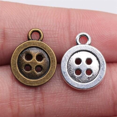 10pcs Charms Buttons 2 Colors Antique Silver Color Antique Bronze Color Alloy DIY Jewelry Making Accessories 16x12mm