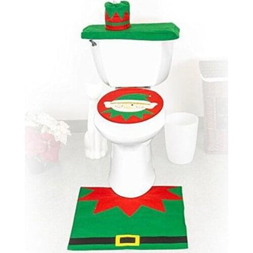2020 Christmas Decorations For Home Family padded Toilet seat cushion cover set warmer Bathroom floor mat Xmas Decoraion