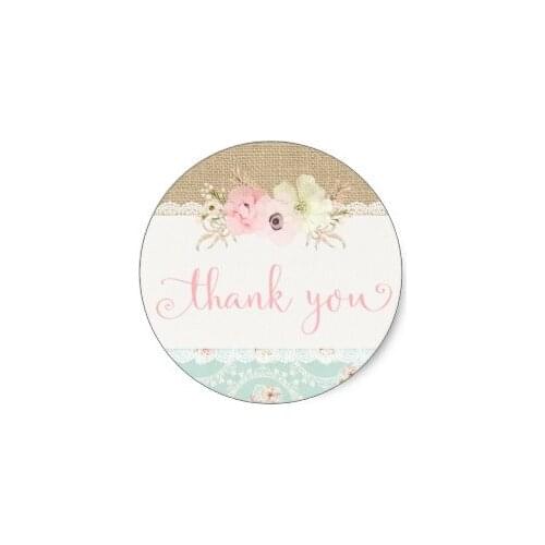 3.8cm Shabby Chic Thank You Stickers