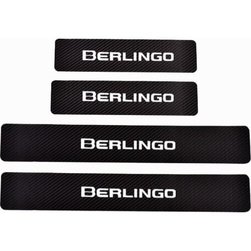 4Pcs Carbon Fiber Pu leather Car Accessories Car Door Sills For Citroen Berlingo