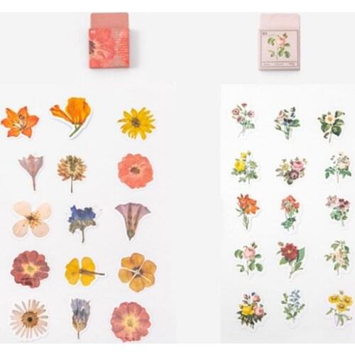 45pcs Vintage Flower Kawaii Paper Stationery Sticker Flakes DIY Decorative Label for Scrapbooking