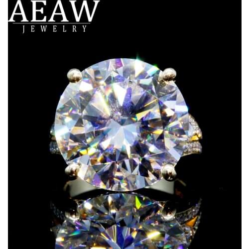 AEAW 10k White Gold Or Silver 10ct 5carat Diameter GH Color Moissanite Wedding Engagement Ring For Women Solitare Ring Gold